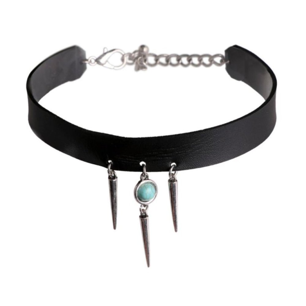 Choker Collar BDSM Turquoise Pendant Necklace